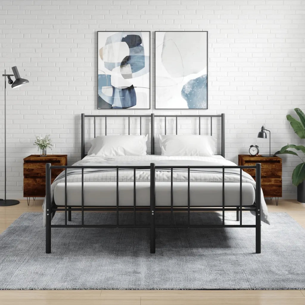 Comodini 2pz-Set di 2 Tavolino da notte Rovere Fumo 40x35x50 cm in Legno Multistrato 242593