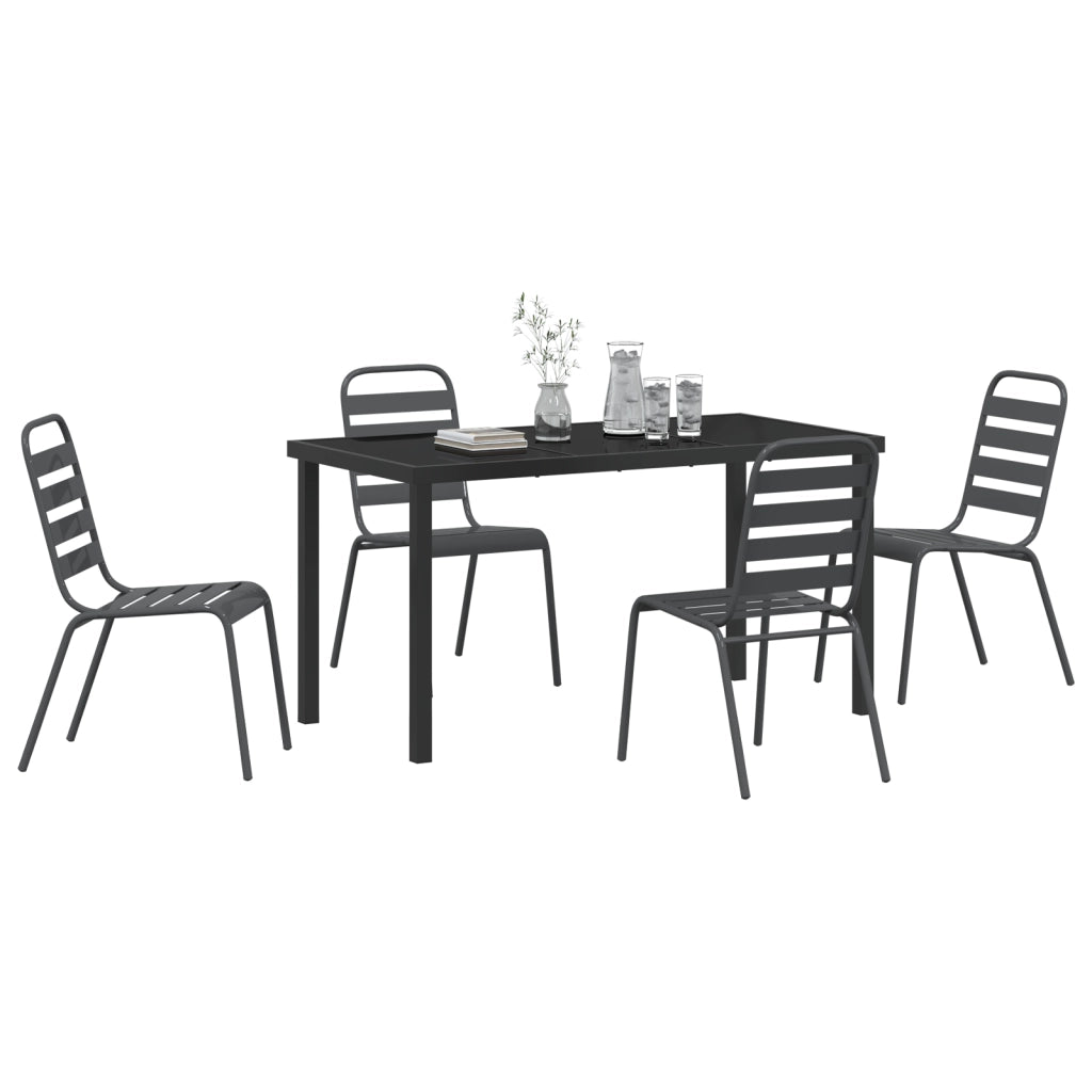 Set da Pranzo Giardino 5 Pezzi Grigio Scuro in Acciaio