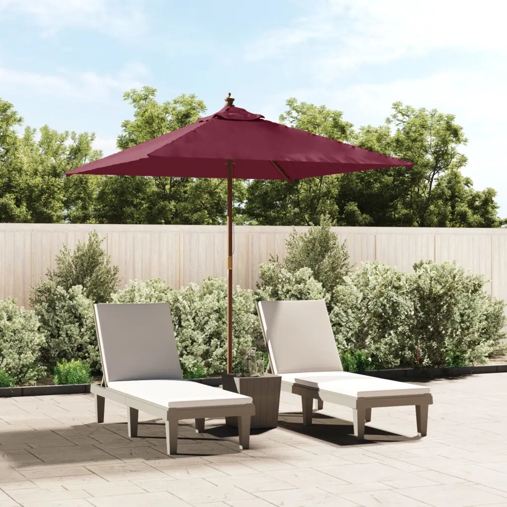 Ombrellone da Giardino-Ombrello da Balcone con Palo in Legno Bordeaux 198x198x231cm
