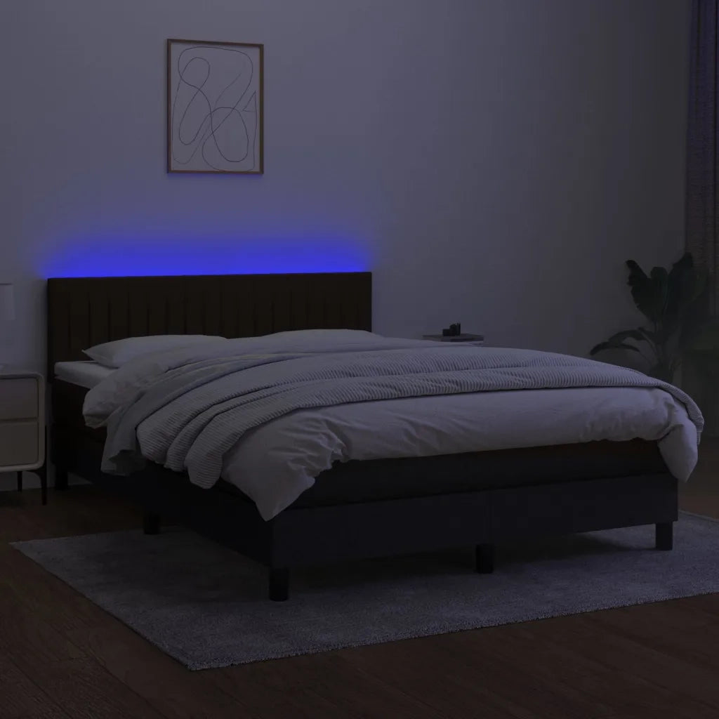 Letto a Molle con Materasso e LED Nero 140x190 cm in Tessuto cod mxl 60782