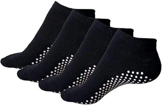 Sokkini anti-slip per donna e uomo, 4 paia, per yoga, pilates, barre, danza, balletto, trampolino, fitness, ospedale, riabilitazione, 4 paia neri, misura unica