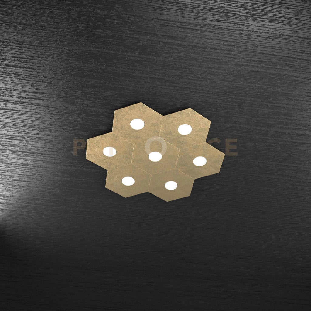HEXAGON APPLIQUE-PLAFONIERA 7 LUCI FOGLIA ORO 1142-7L-FO