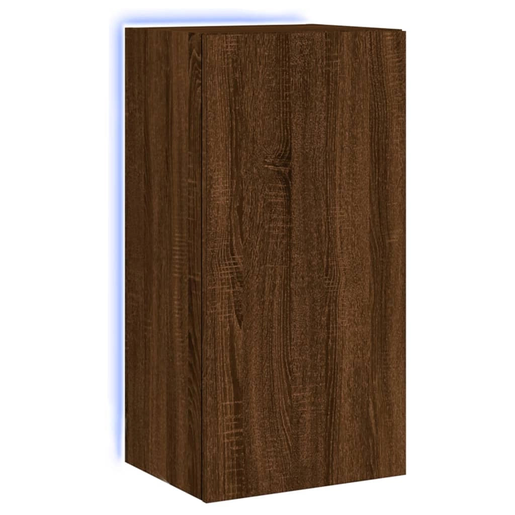 Mobile TV multimediale scaffale TV credenza mobile TV sala da pranzo soggiorno parete attrezzata per camera da letto con luci LED rovere 40,5 x 35 x 80 cm marrone 02_0027950
