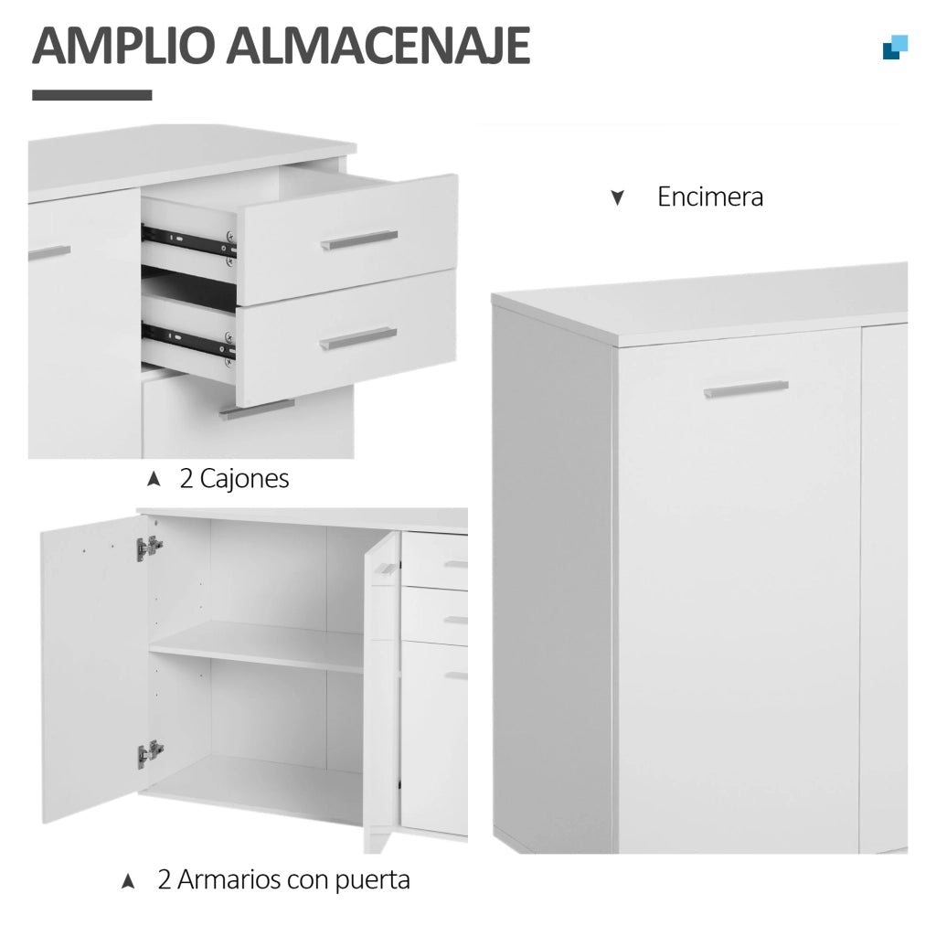 Mobile Cucina con Ante e Cassetti ¨C zephmum ¨C Bianco Lucido 106x35x76