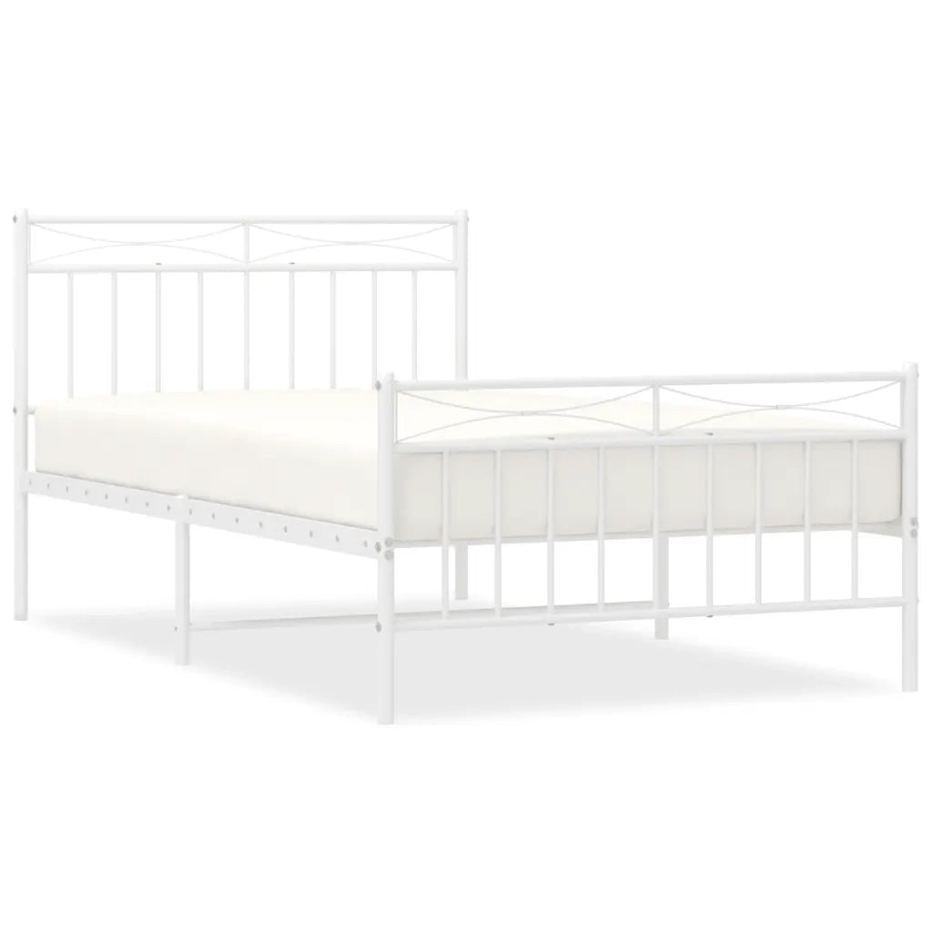 Giroletto con Testiera e Pediera Metallo Bianco 100x200 cmcod mxl 83940