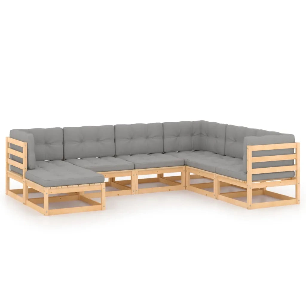 Set Divani da Giardino 7 pz con Cuscini Legno Massello di Pino cod mxl 44194