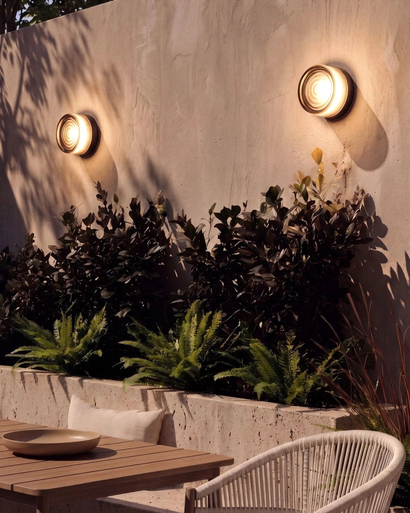 Set di 2 lampade da parete per esterni in alluminio grigio, design moderno, per giardino e terrazza