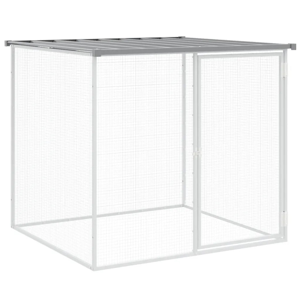 Gabbia per polli con tetto grigio chiaro 203x98x90 cm in acciaio zincato 3189054