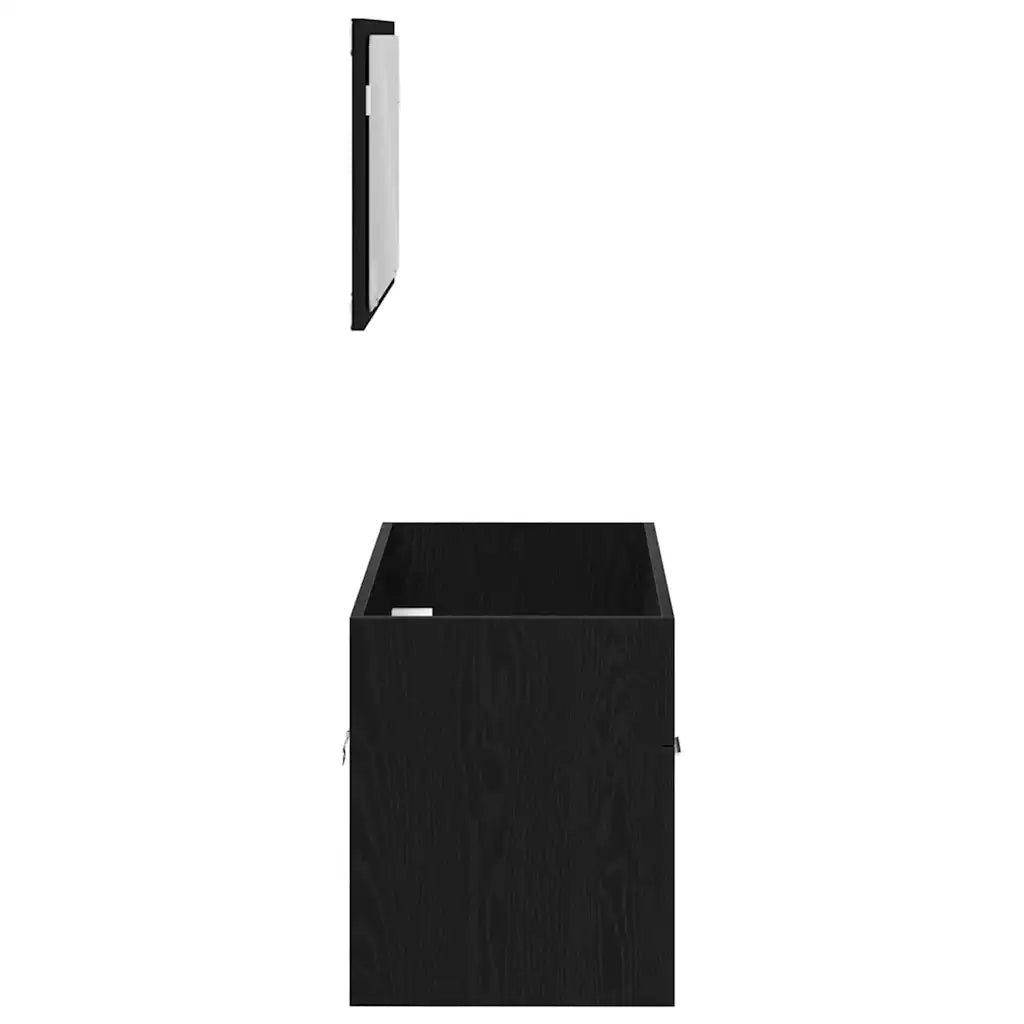 Set di mobili per il bagno 2 pcs Rovere Nero Legno multistrato 863138