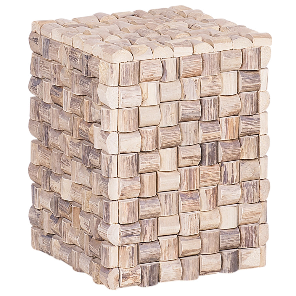 Comodino decorativo in marrone chiaro di Teak 32 x 32 x 43 cm poggiapiedi stile rustico