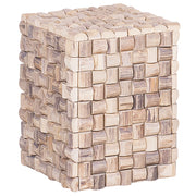 Comodino decorativo in marrone chiaro di Teak 32 x 32 x 43 cm poggiapiedi stile rustico