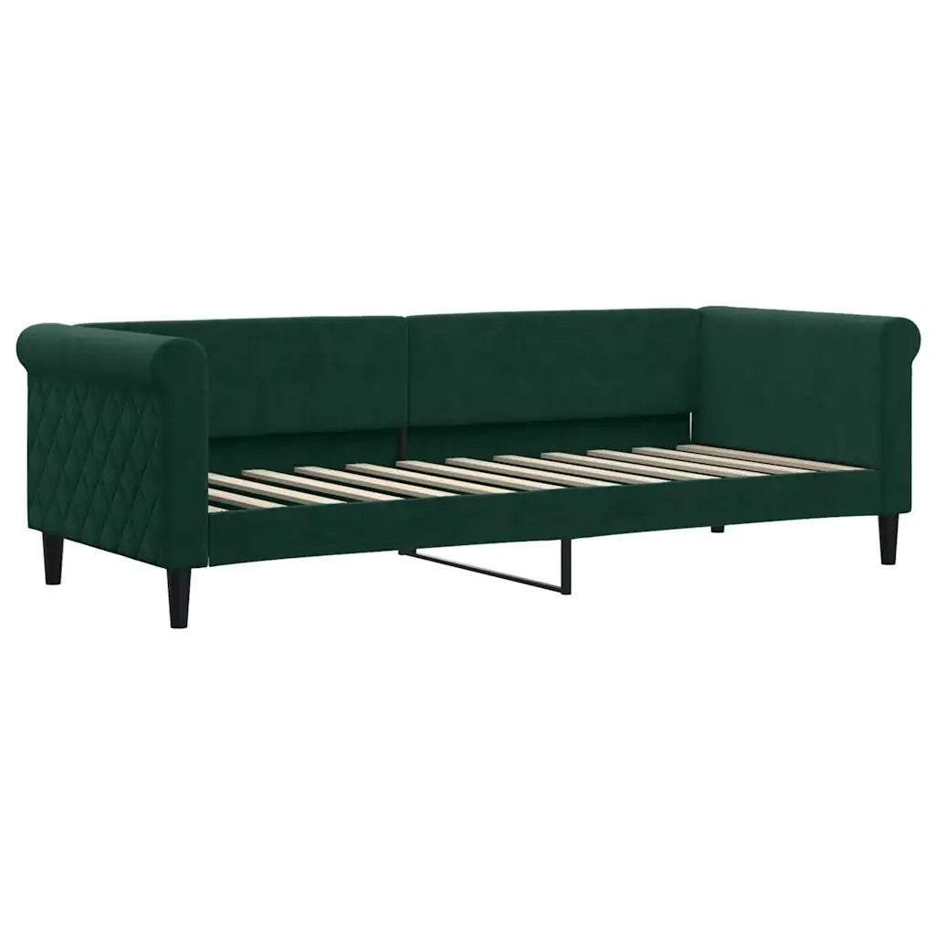Divano Letto Estraibile Cassetti Verde Scuro 80x200cm Velluto