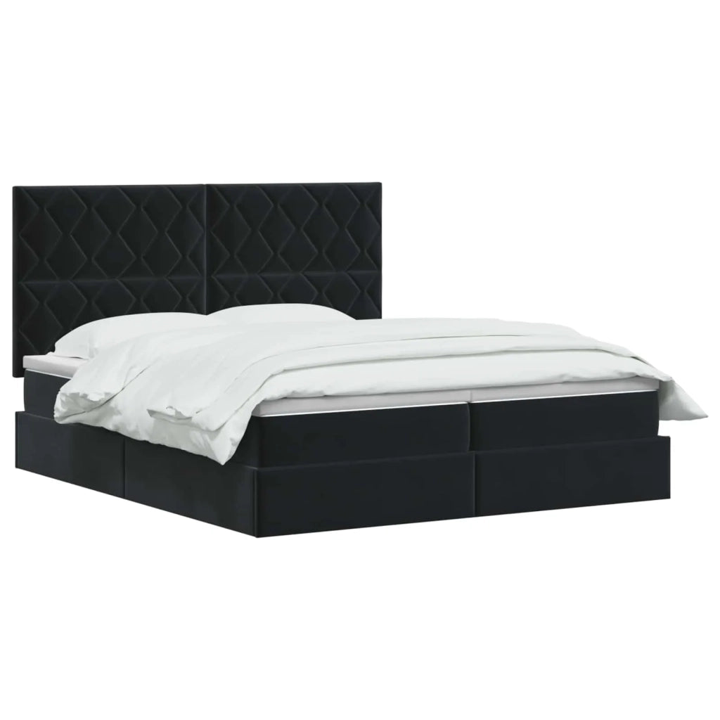 Letto con contenitore LED e materasso Nero 200 x 200 cm Velluto 3460286