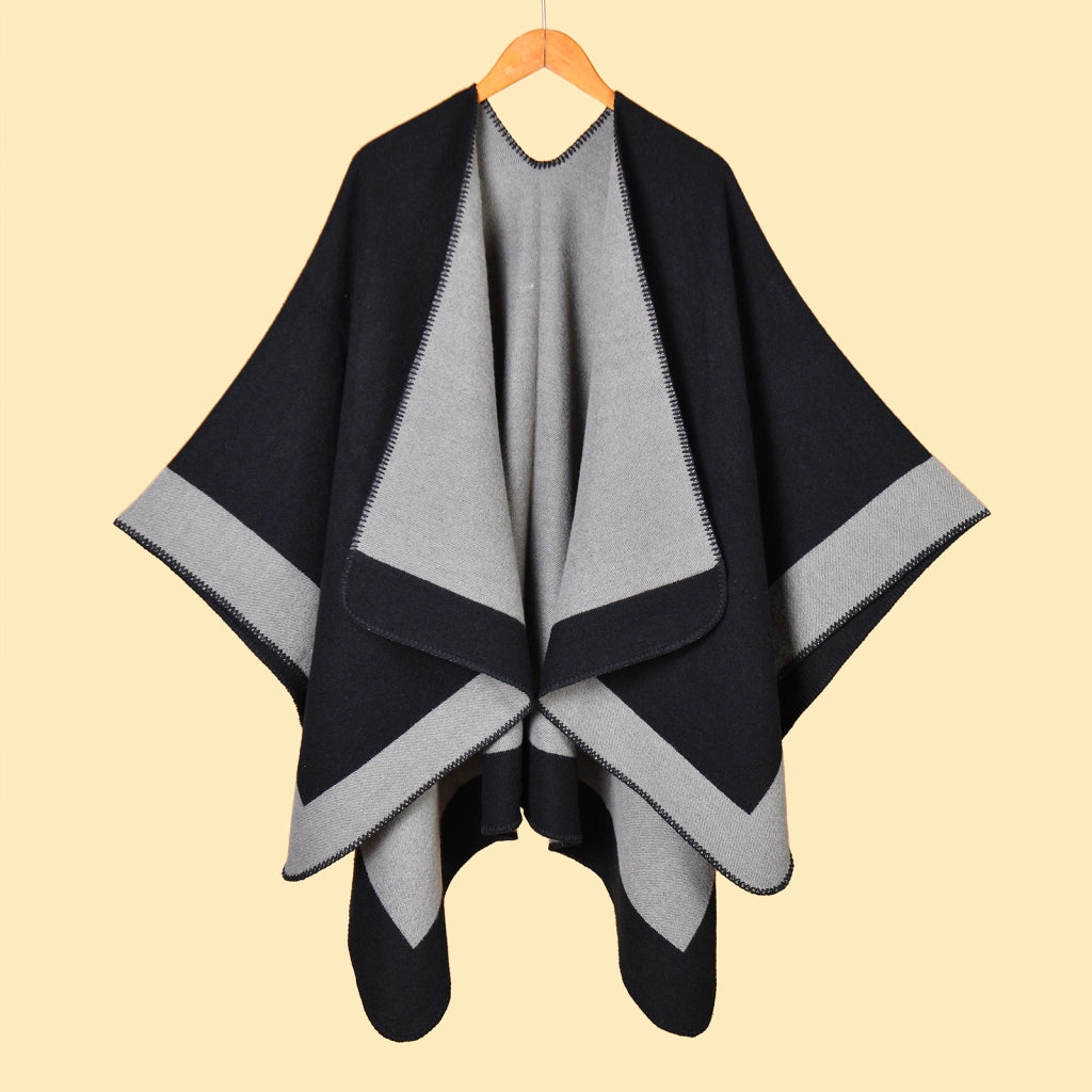 Sciarpa/stola calda da donna, semplice, reversibile, jacquard, spessa, calda cappa da esterno