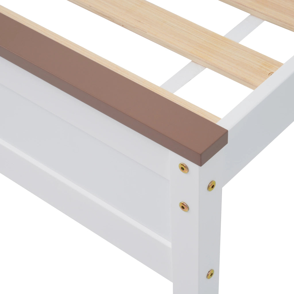 Letto singolo 90 x 200 cm, 15 doghe + piedino centrale, pino e MDF bianco, camera per bambini