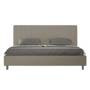 Letto Matrimoniale King Size 180x200 cm Senza Rete Imbottito in Similpelle Agueda Cappuccino