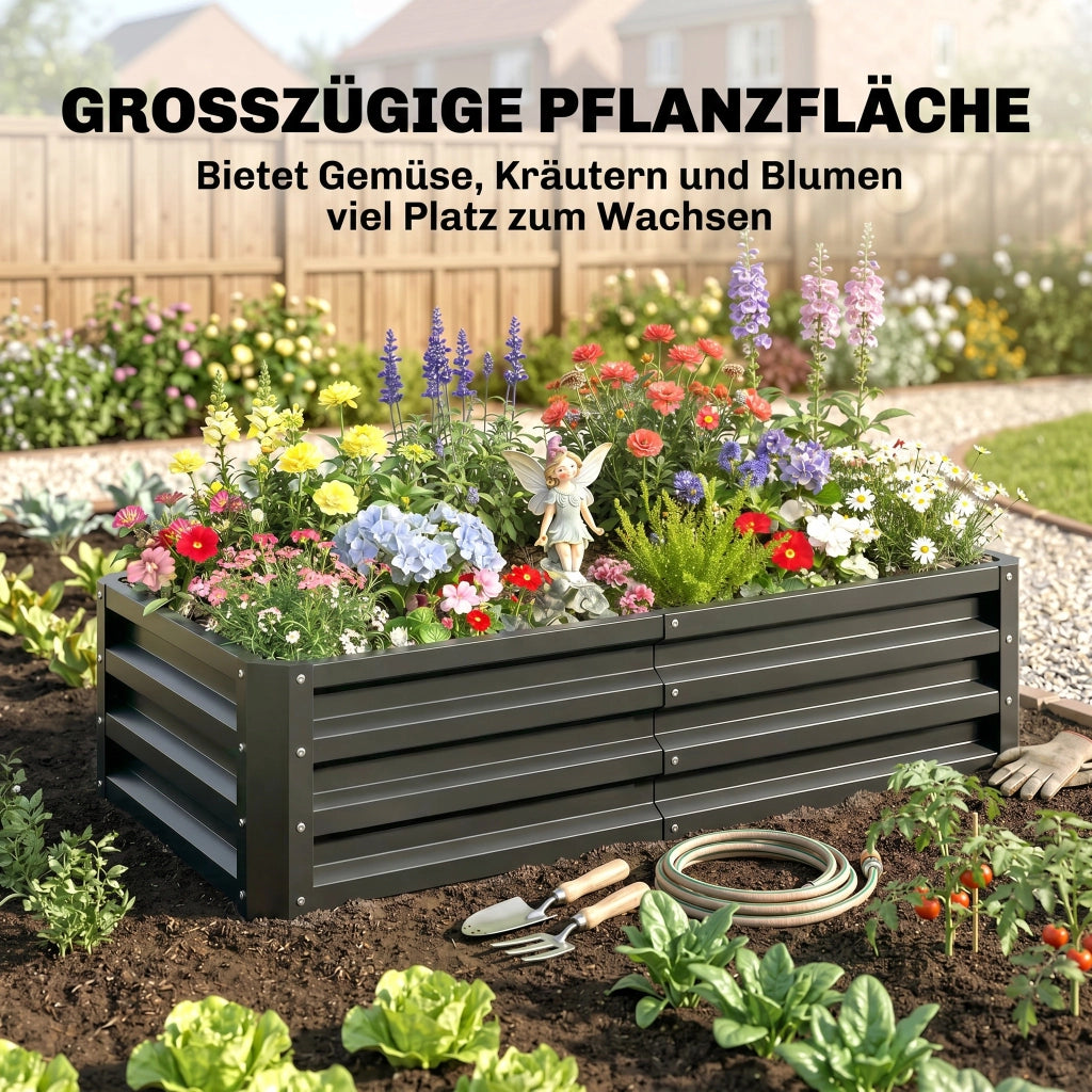 Fioriera rialzata da giardino ¨C Xylo ¨C acciaio zincato grigio 120x60x30,5 cm