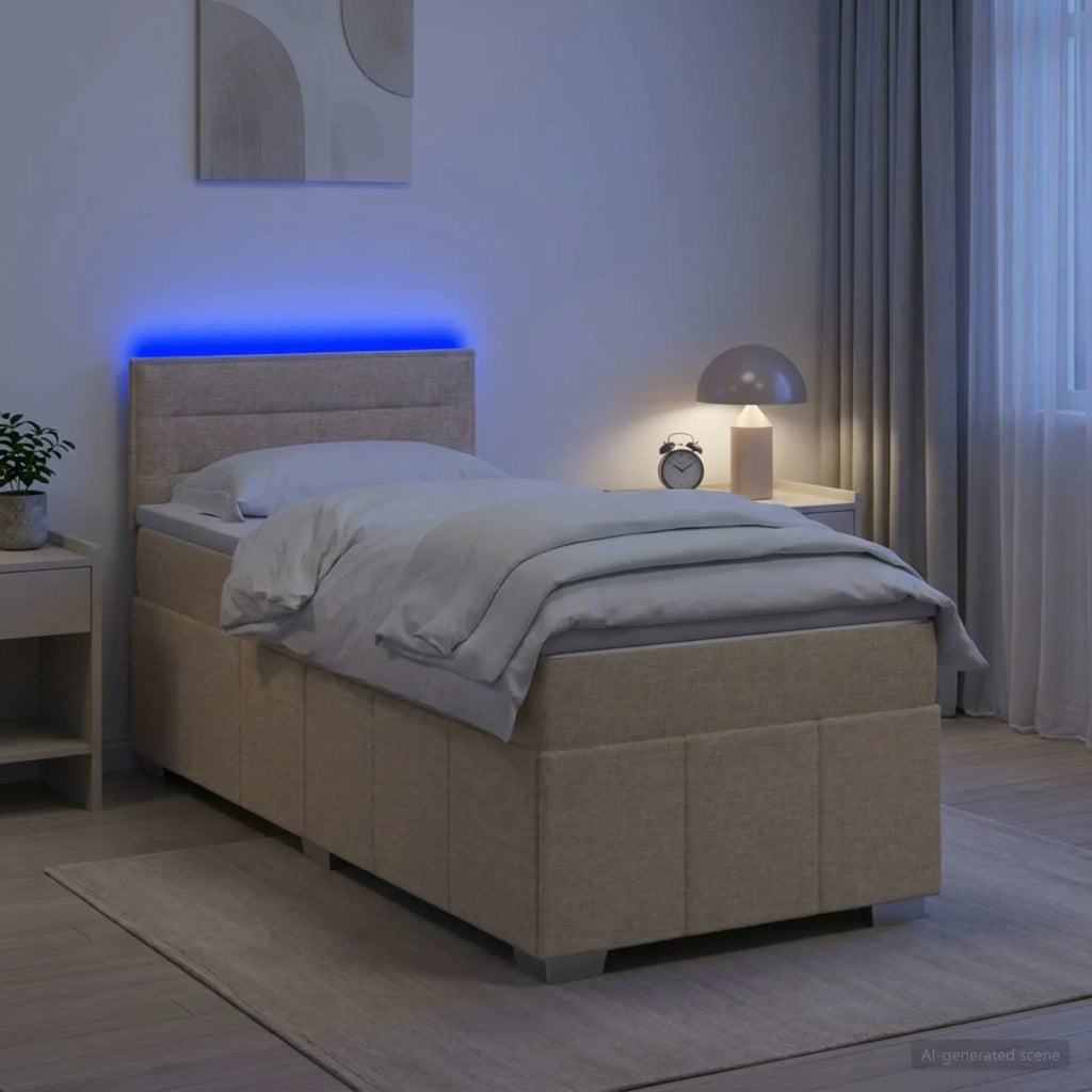 Letto box spring con materasso Crema 80 x 200 cm Tessuto 3452542