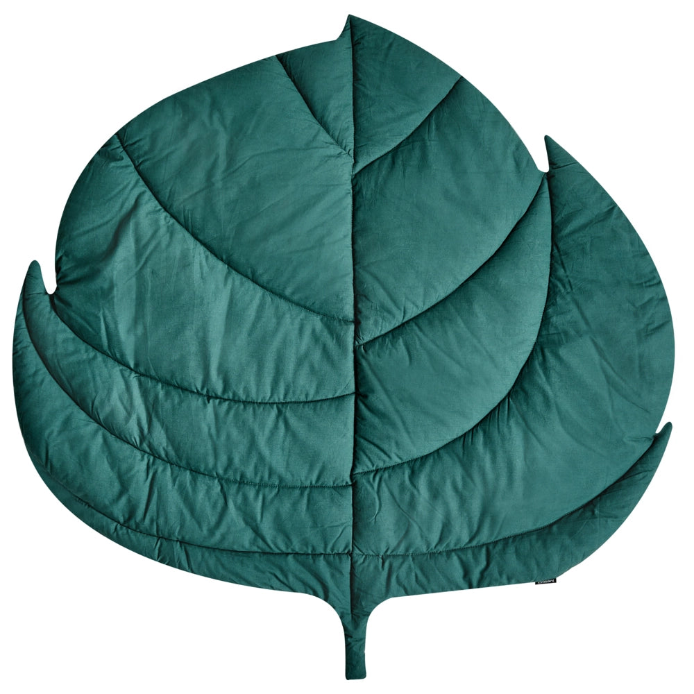 Tappeto per bambini a forma di foglia trapuntato in cotone verde 110 x 110 cm Accessorio per la cameretta