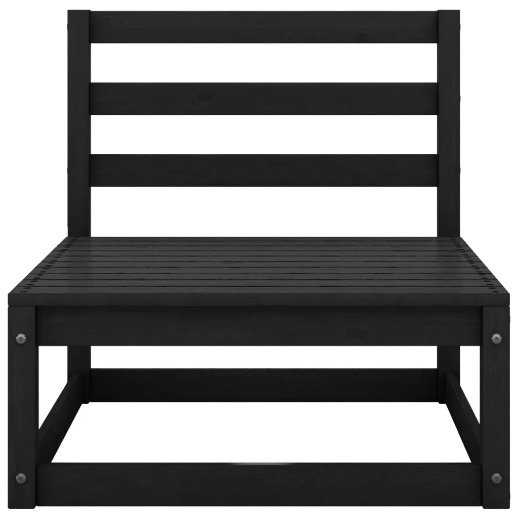 Set Divani da Giardino 7 pz Nero in Legno Massello di Pino 3075418
