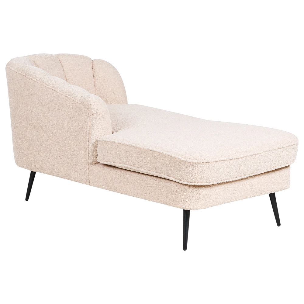 Chaise longue Velluto Beige Chiaro Rivestimento Gambe In Metallo nero versione destra