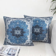 Set di cuscini di design bohemien da 2 - 45 x 45 cm - soffice blu velluto - decorativi cuscini per divano - 18x18 quadrati cuscini decorativi - cuscini estetici da tavolo - disegno Monaco e Persiano