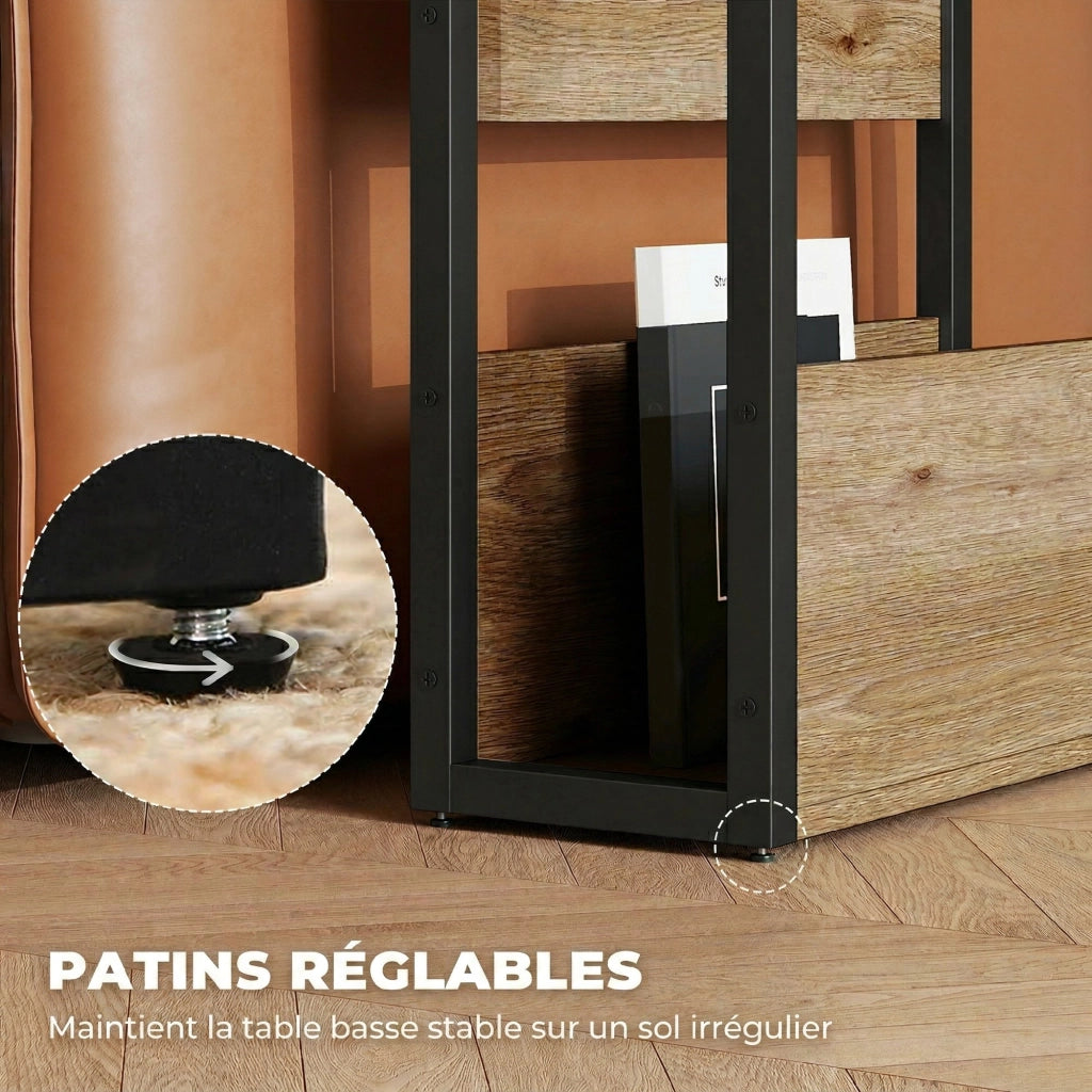 Tavolino da notte con ripiani ¨C Minimal ¨C 46x18x58,5 cm noce
