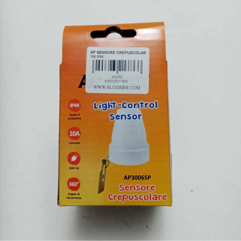 Alca power sensore crepuscolare 10a ip44 con angolo di rilevamento di 360°