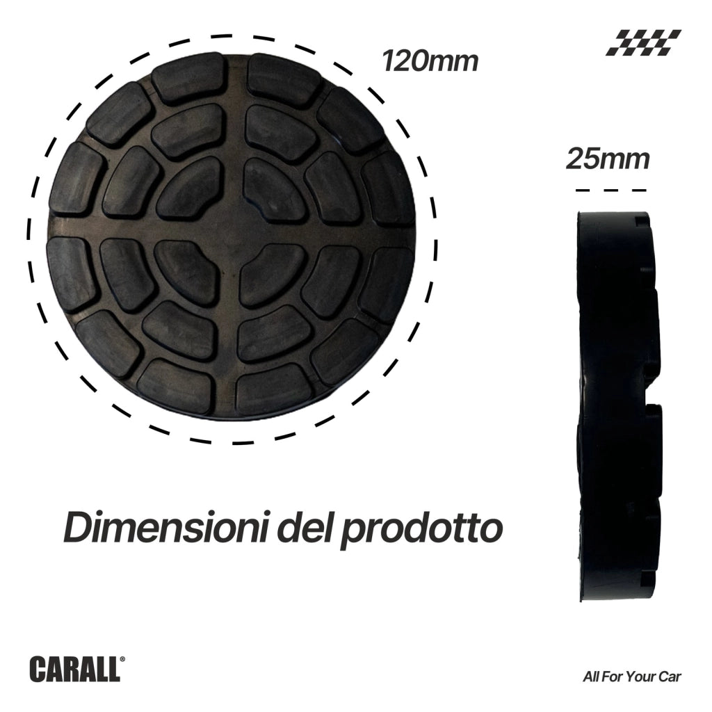 4 Pezzi Tamponi a Cuffia in Gomma Tondo 133x23mm Per Ponte Sollevatore Ravaglioli Sirio Space