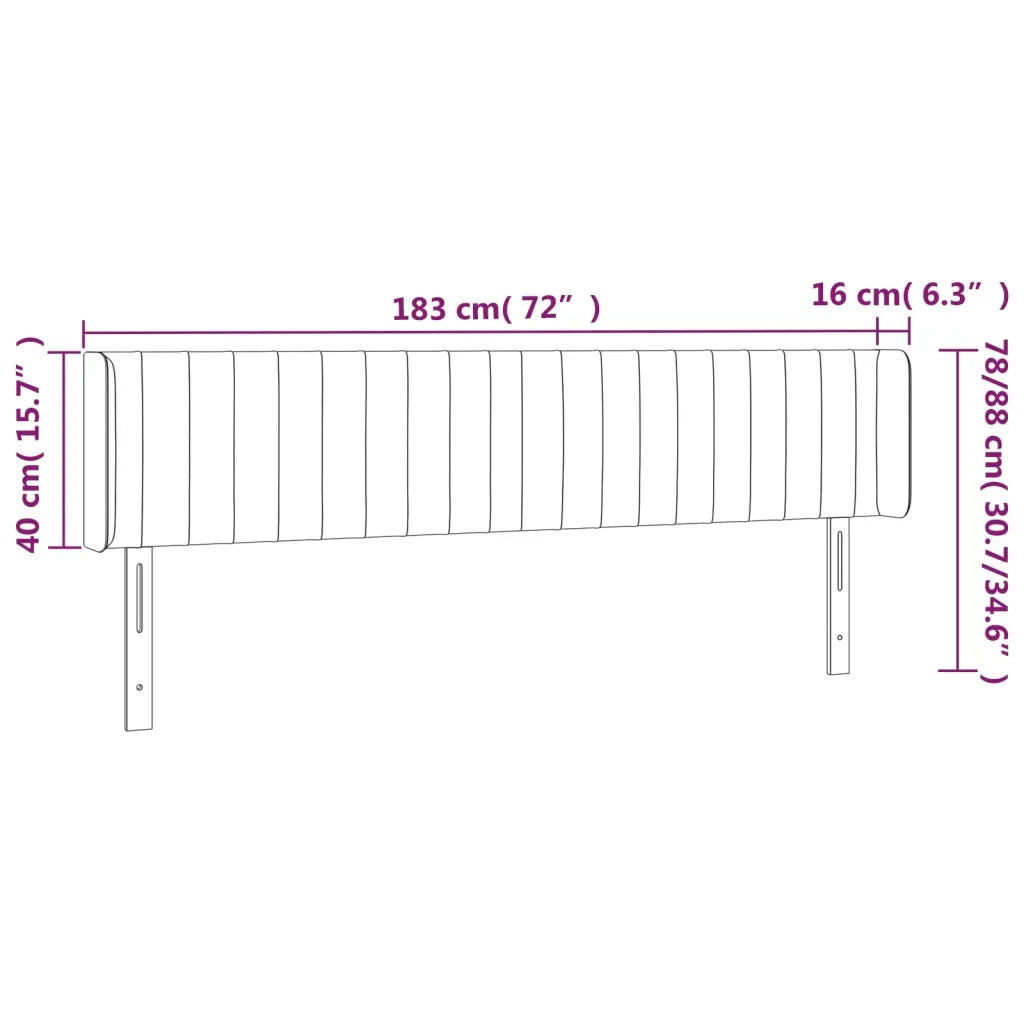 Testiera a LED-Testata con LED Tortora 183x16x78/88 cm in Tessuto 876233