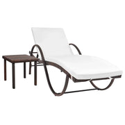 Lettino prendisole sedia a sdraio lettino prendisole letto da giardino mobili da esterno per patio con cuscino e tavolo resina intrecciata marrone 02_0012452