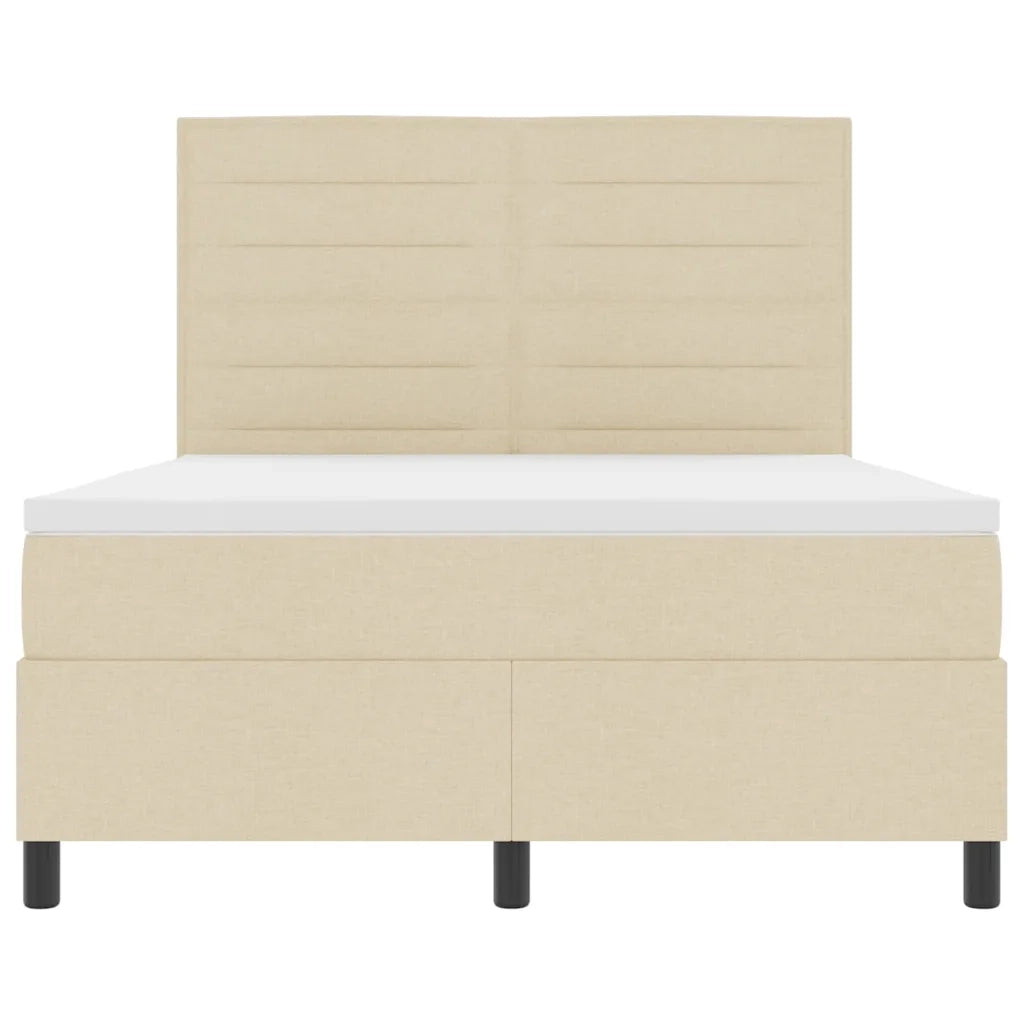 Letto a molle con materasso Crema 140 x 190 cm Tessuto 3339313