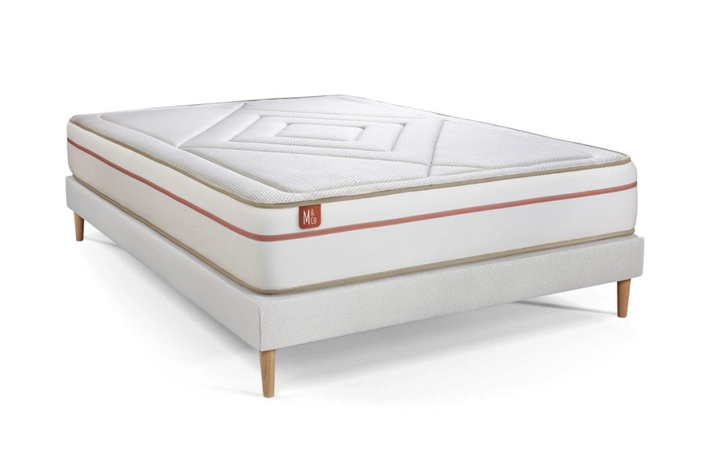 Pacchetto letto completo - Materasso 140x200cm + Box spring con doghe (kit) + 2 cuscini + Piumino - Le Paisible