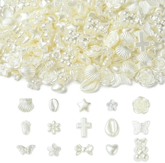 300 pezzi di imitazione perle in ABS - per creare gioielli - bracciali e collane - diverse dimensioni - stile moderno