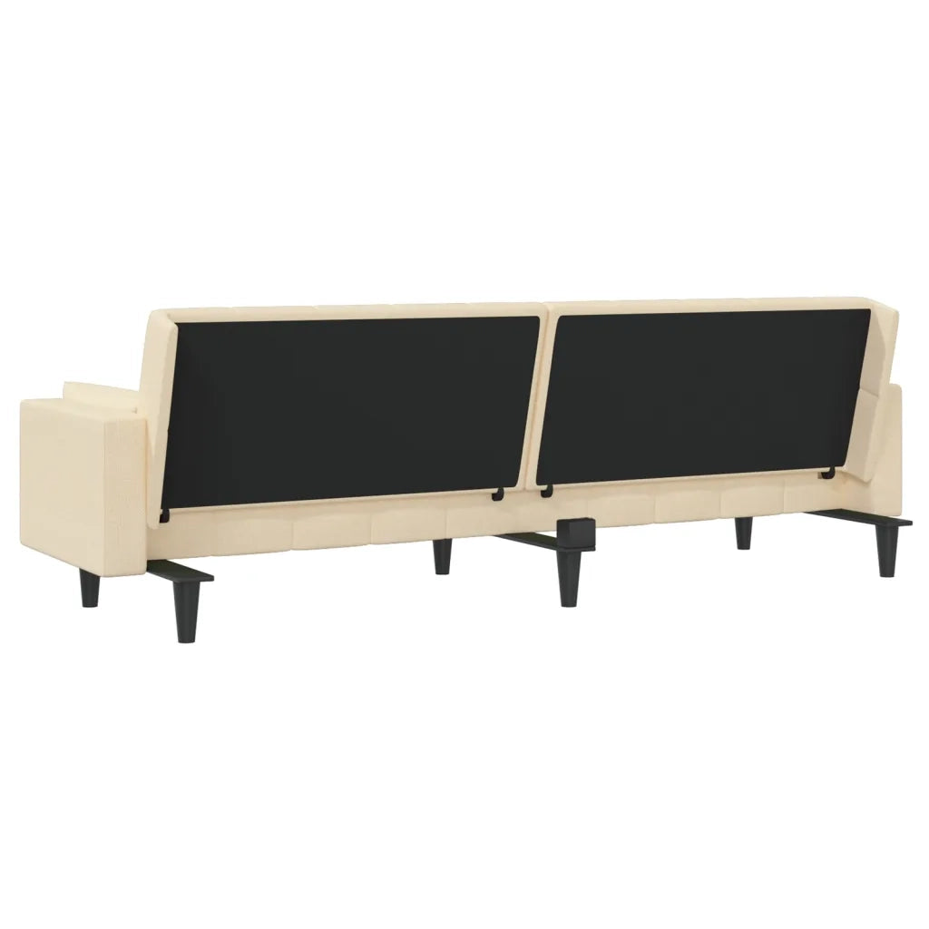 Divano Letto a 2 Posti con 2 Cuscini-Sofa Letto 2 Posti-Daybed Crema in Tessuto 282240