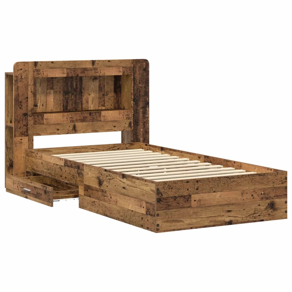 Telaio del letto con storage Legno antico 100 x 200 cm