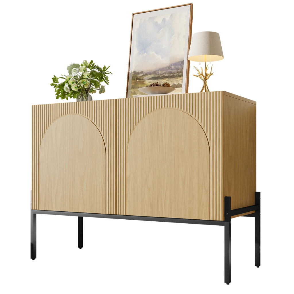 BUFFET 100x40x75 cm con 2 ante, design ad arco, finitura naturale