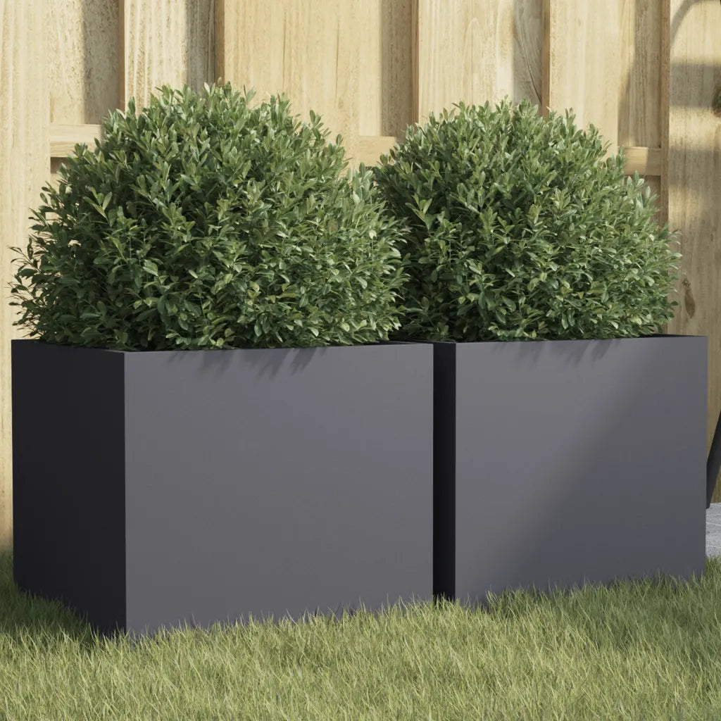 Fioriere 2 pz Antracite 32x30x29 cm in Acciaio 841540