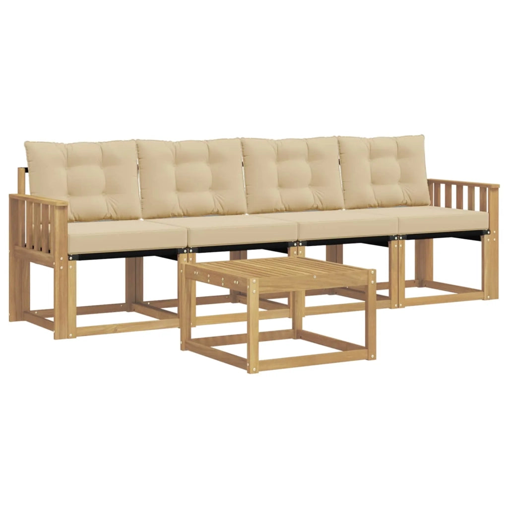 Set di divani da esterno con cuscino 5 pcs Bianco e Beige 3389187