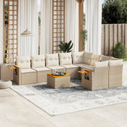 Set Divano da Giardino 10 pz con Cuscini Beige in Polyrattancod mxl 88897
