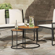 Set di Tavolini da Caffè 2 pcs Naturale e Nero 55 x 55 x 45 cm