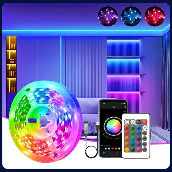 Striscia LED a LED USB da 1 metro che cambia colore in sincronia con la musica; è una striscia LED intelligente adesiva da applicare che si presta a camere da letto, camere da gioco, feste, vacanze e altre occasioni.