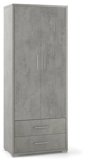 ARMADIO 2 ANTE 2 CASSETTI H182 L71 P41 cm STRUTTURA CEMENTO FRONTALE CEMENTO SARMOG Db359k