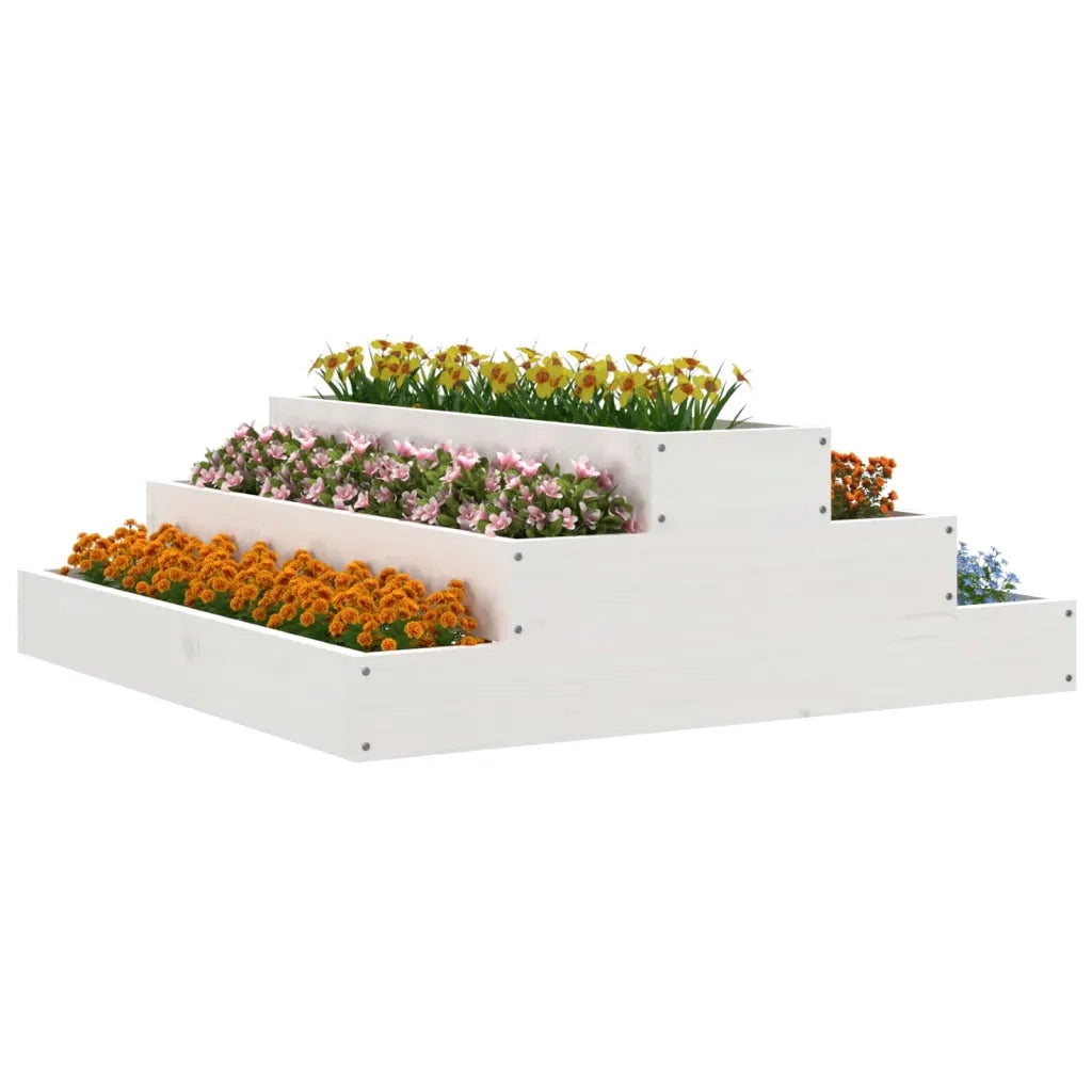 Fioriera | Cassetta per fiori | Vaso Bianca 80x80x27 cm in Legno Massello di Pino
