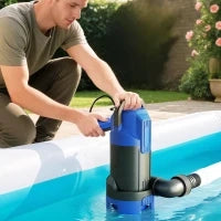 Pompa d'Evacuazione Acque Cariche, Pulite Portata 20000 L/h 750 W Profondità max, 7 m Interruttore a Galleggiante 17 x 16 x 36 cm Nero
