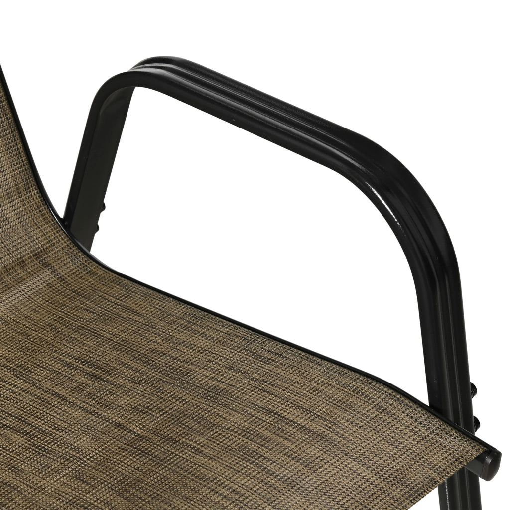 Sedia da Giardino Set 6 Pezzi ¨C zephmum ¨C Impilabile in Metallo e Tessuto, Marrone