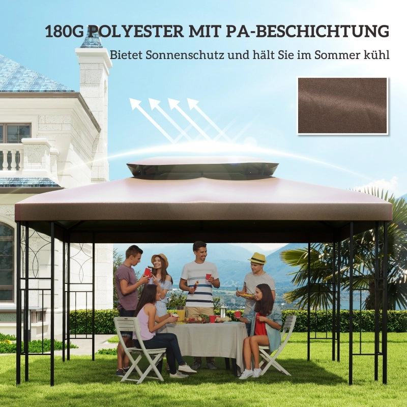 Tetto di ricambio per gazebo da giardino 3x4m in poliestere color caff¨¨