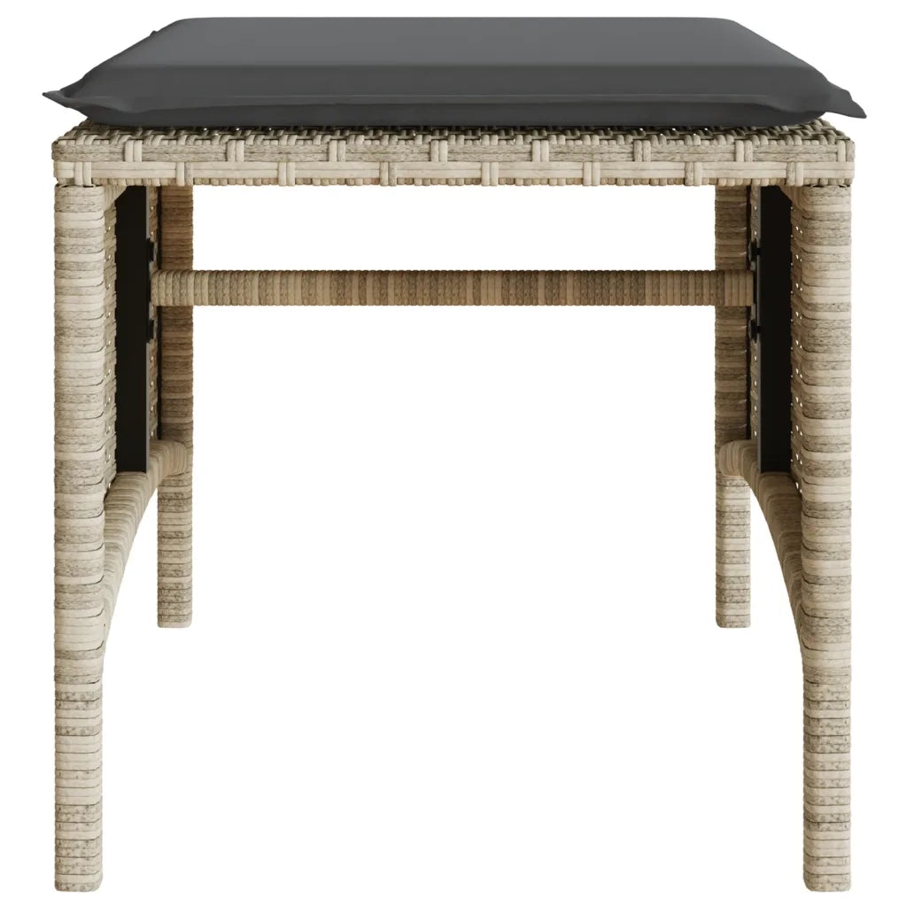 Divano Giardino 2Posti Tavolo Sgabelli Grigio Chiaro Polyrattan 4003895