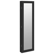 Armadio Portagioie con Specchio a Muro Nero 30x8,5x106 cm CFW1405600