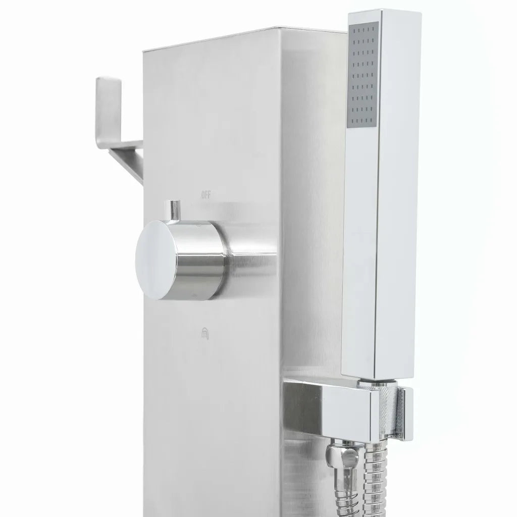 Doccia da Esterno con Piatto in WPC Acciaio Inossidabile cod mxl 53722